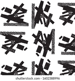 Abstract grunge grid stripe halftone background pattern. Black and white line vector illustration