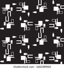 Abstract grunge grid stripe halftone background pattern. Black and white line vector illustration