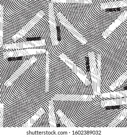 Abstract grunge grid stripe halftone background pattern. Black and white line vector illustration