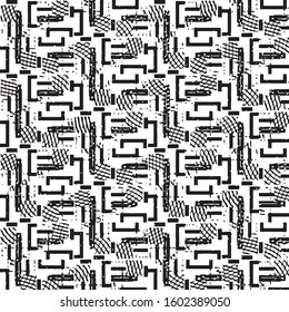 Abstract grunge grid stripe halftone background pattern. Black and white line vector illustration