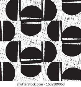 Abstract grunge grid stripe halftone background pattern. Black and white line vector illustration