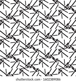 Abstract grunge grid stripe halftone background pattern. Black and white line vector illustration