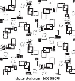 Abstract grunge grid stripe halftone background pattern. Black and white line vector illustration