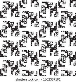 Abstract grunge grid stripe halftone background pattern. Black and white line vector illustration