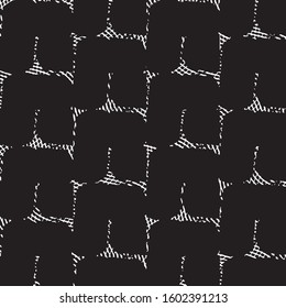 Abstract grunge grid stripe halftone background pattern. Black and white line vector illustration
