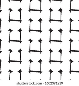 Abstract grunge grid stripe halftone background pattern. Black and white line vector illustration