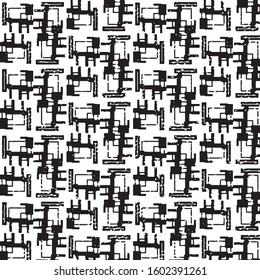 Abstract grunge grid stripe halftone background pattern. Black and white line vector illustration