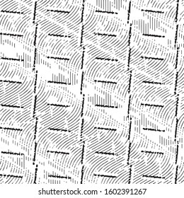 Abstract grunge grid stripe halftone background pattern. Black and white line vector illustration