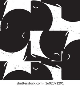 Abstract grunge grid stripe halftone background pattern. Black and white line vector illustration