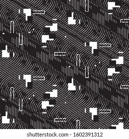 Abstract grunge grid stripe halftone background pattern. Black and white line vector illustration