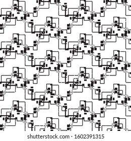 Abstract grunge grid stripe halftone background pattern. Black and white line vector illustration