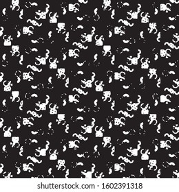 Abstract grunge grid stripe halftone background pattern. Black and white line vector illustration