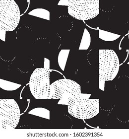 Abstract grunge grid stripe halftone background pattern. Black and white line vector illustration
