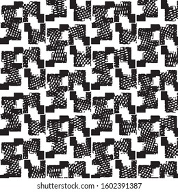 Abstract grunge grid stripe halftone background pattern. Black and white line vector illustration