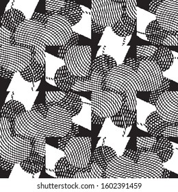 Abstract grunge grid stripe halftone background pattern. Black and white line vector illustration