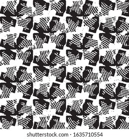 Abstract grunge grid stripe halftone background pattern. Black and white line vector illustration
