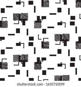 Abstract grunge grid stripe halftone background pattern. Black and white line vector illustration