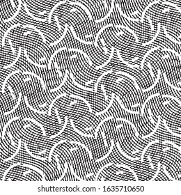 Abstract grunge grid stripe halftone background pattern. Black and white line vector illustration