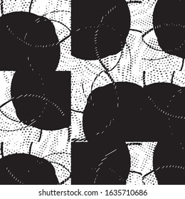 Abstract grunge grid stripe halftone background pattern. Black and white line vector illustration