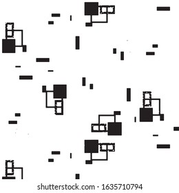 Abstract grunge grid stripe halftone background pattern. Black and white line vector illustration