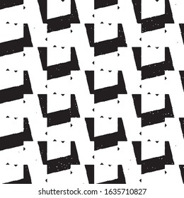 Abstract grunge grid stripe halftone background pattern. Black and white line vector illustration
