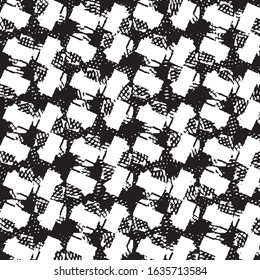 Abstract grunge grid stripe halftone background pattern. Black and white line vector illustration