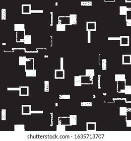 Abstract grunge grid stripe halftone background pattern. Black and white line vector illustration