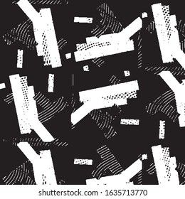 Abstract grunge grid stripe halftone background pattern. Black and white line vector illustration