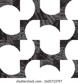 Abstract grunge grid stripe halftone background pattern. Black and white line vector illustration
