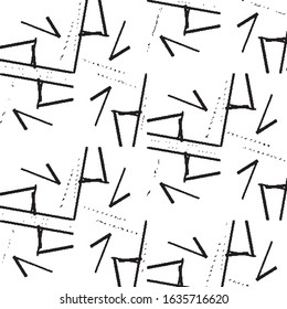 Abstract grunge grid stripe halftone background pattern. Black and white line vector illustration