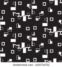 Abstract grunge grid stripe halftone background pattern. Black and white line vector illustration