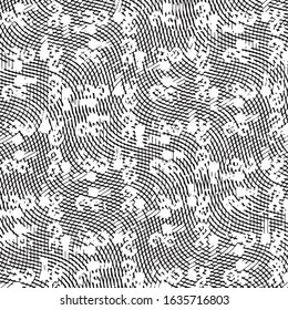 Abstract grunge grid stripe halftone background pattern. Black and white line vector illustration