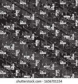 Abstract grunge grid stripe halftone background pattern. Black and white line vector illustration