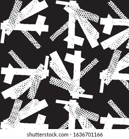 Abstract grunge grid stripe halftone background pattern. Black and white line vector illustration