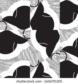 Abstract grunge grid stripe halftone background pattern. Black and white line vector illustration