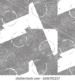 Abstract grunge grid stripe halftone background pattern. Black and white line vector illustration
