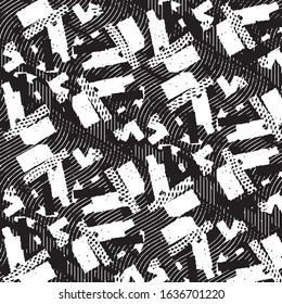 Abstract grunge grid stripe halftone background pattern. Black and white line vector illustration