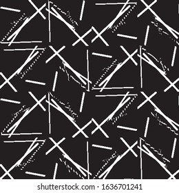 Abstract grunge grid stripe halftone background pattern. Black and white line vector illustration