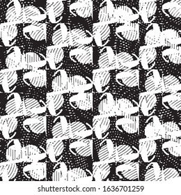 Abstract grunge grid stripe halftone background pattern. Black and white line vector illustration