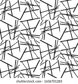 Abstract grunge grid stripe halftone background pattern. Black and white line vector illustration