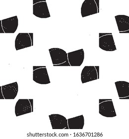 Abstract grunge grid stripe halftone background pattern. Black and white line vector illustration