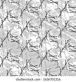 Abstract grunge grid stripe halftone background pattern. Black and white line vector illustration