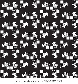 Abstract grunge grid stripe halftone background pattern. Black and white line vector illustration
