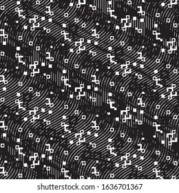 Abstract grunge grid stripe halftone background pattern. Black and white line vector illustration