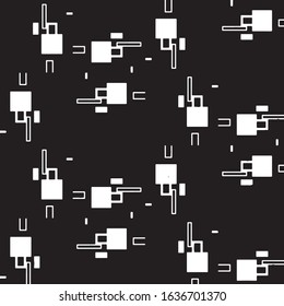 Abstract grunge grid stripe halftone background pattern. Black and white line vector illustration