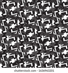 Abstract grunge grid stripe halftone background pattern. Black and white line vector illustration
