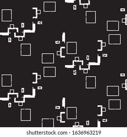 Abstract grunge grid stripe halftone background pattern. Black and white line vector illustration