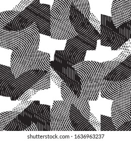 Abstract grunge grid stripe halftone background pattern. Black and white line vector illustration