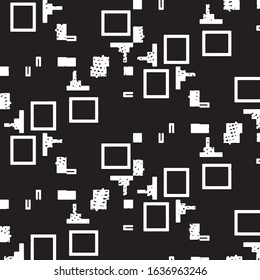 Abstract grunge grid stripe halftone background pattern. Black and white line vector illustration