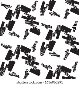 Abstract grunge grid stripe halftone background pattern. Black and white line vector illustration